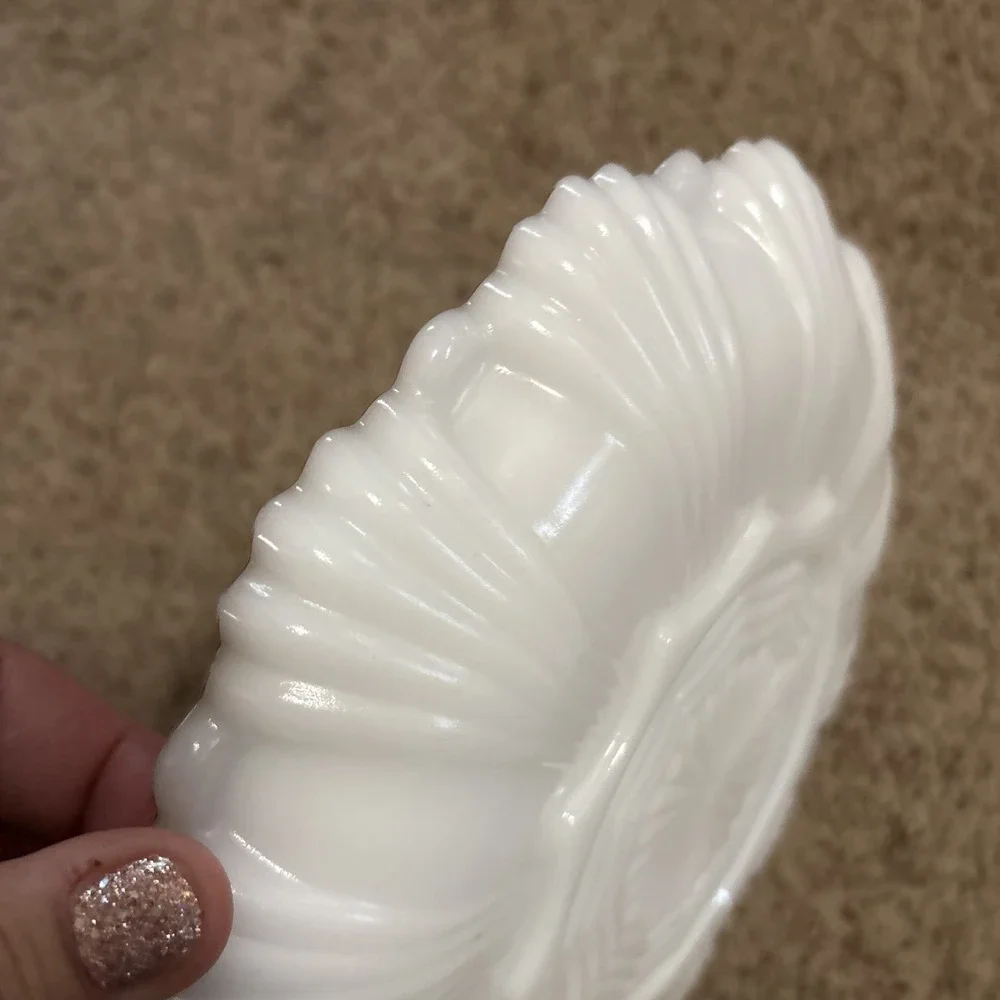 Vintage 3 Section White Milk Glass Serving Plate Relish Dish Tray Gold Trim 10